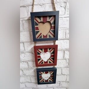 Giftworks Red and Navy Heart Frame Trio - Union Jack Style